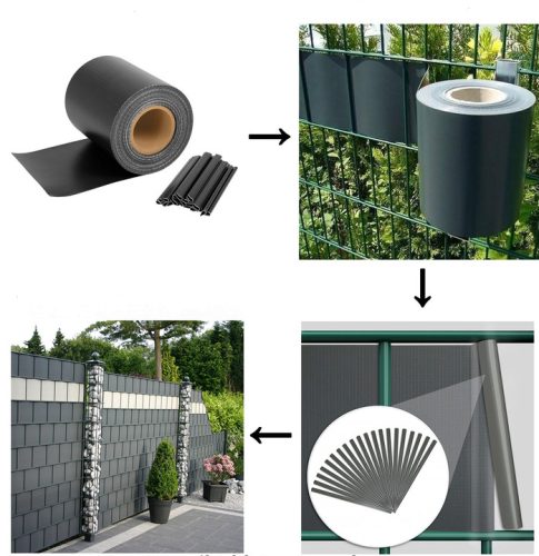 PVC Belátásgátló szalag/kerítésszalag Szürke-35m